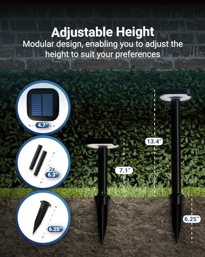 Sunco 12 Pack 2W LED Square Solar Pathway Walkway Driveway Backyard Patio Garden Outdoor Residential Super Bright Light (12 Count)