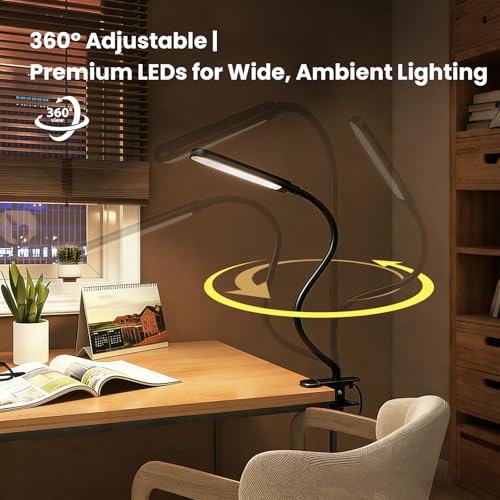 LED Desk Lamp with Clamp for Reading