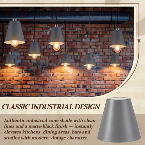 4 Pcs Gray Cone Industrial Replacement Lamp Shades (4 Count)