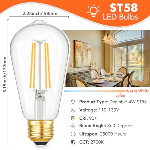 Dimmable Vintage LED Edison Bulbs (4 Count)