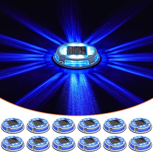 Solar Driveway Deck Dock Marine Lights 2 Colors Modes (12 Count)