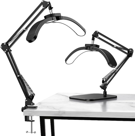 Half Moon Light for Nail Desk, 22W LED Lash Light with Adjustable Arm, Desk Clamp & Base, Foldable Nail Tech Lamp for Manicure, Eyelash Extensions, Beauty, Tattoo, Esthetician