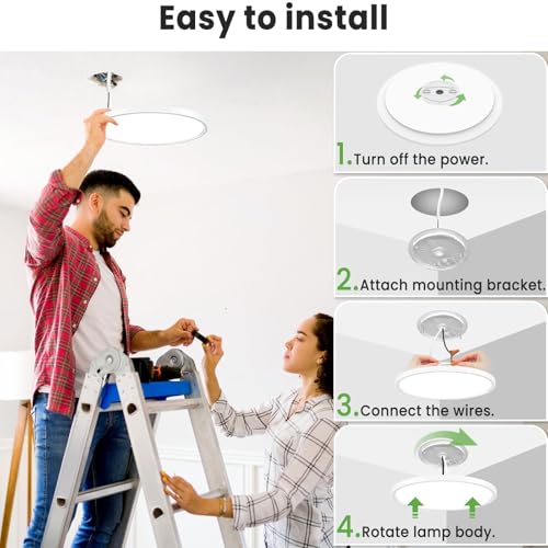 LED Ceiling Light Flush Mount Super Slim 9 Inch 24W 2400lm Ceiling Lights with 3 Color Temperature in One 3000k