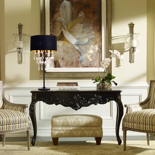 Drum Shade Black Crystal Table Lamp