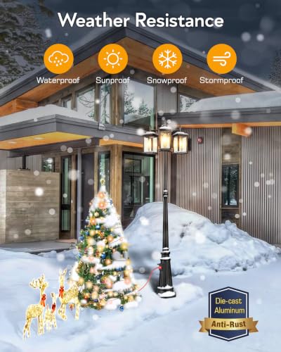 3 Head Lamp Posts Outdoor Lighting with Outlet