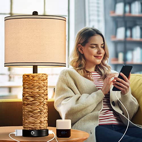 Rattan Table Lamps Set of 2