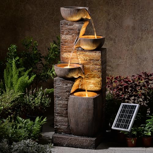 38.2" Tall Solar Powered Water Fountain for Outdoor
