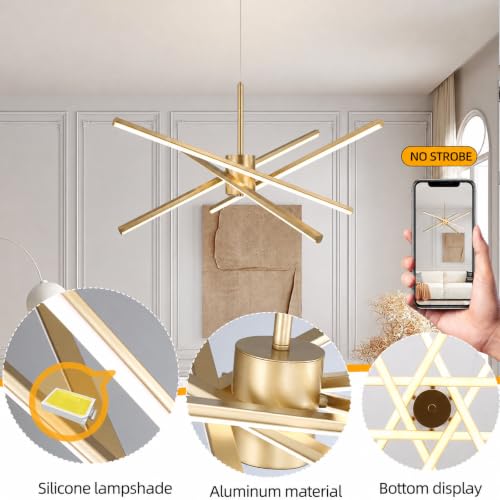 Gold 27 inches Modern Sputnik Chandelier 50W LED Chandeliers