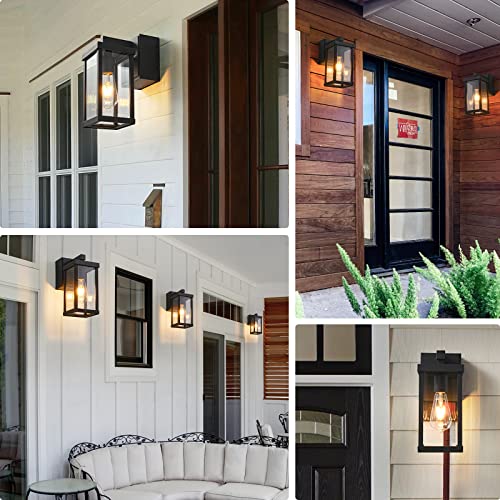 Porch Lights with GFCI Outlets Dusk to Dawn Outdoor Wall Lights Waterproof Exterior Lighting Fixtures Modern Outside Lights Wall Mount for House Patio Garage (2 Count)