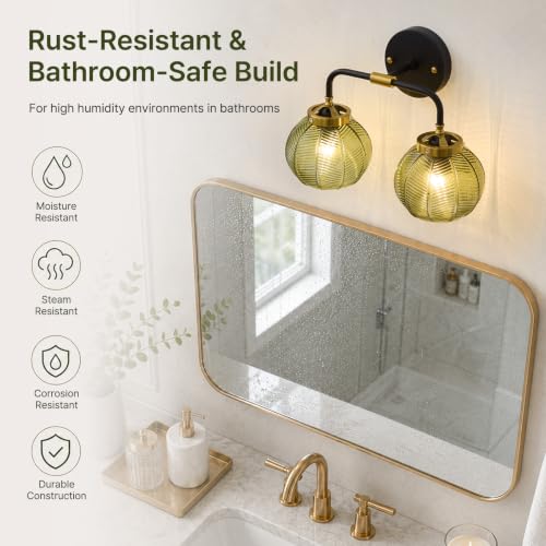 2 Light Bathroom Vanity Light (Black/Gold / 2-Light)