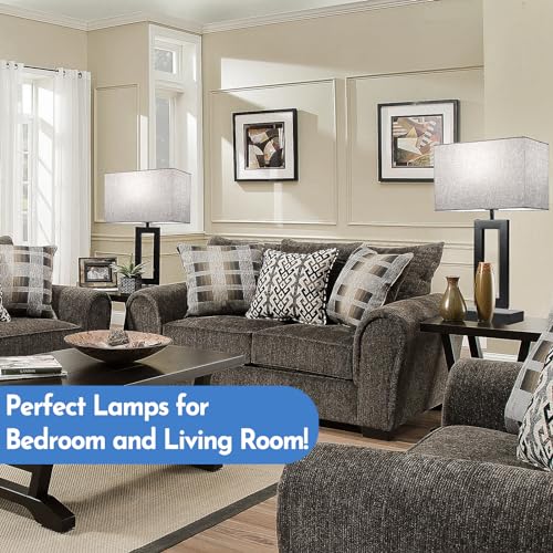 22’’ Tall Set of 2 Touch Control Table Lamp w. 2 USB Ports (2 Count)