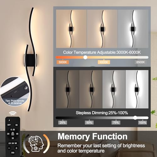 Modern LED Wall Sconce Set of 2