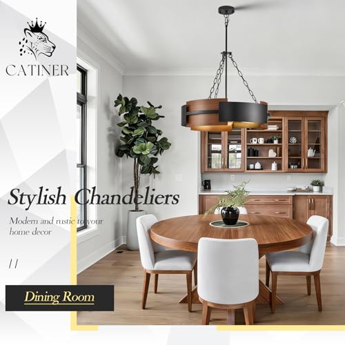 24" 6 Light Industrial Drum Chandelier with Red Walnut Grain