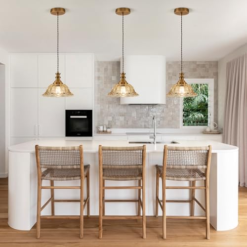 Glass Pendant Lights Modern Pendant Lighting Fixtures Hanging Lamp for Kitchen Island Bedroom Dining Room Coffee Shop Hallway Amber and Brass