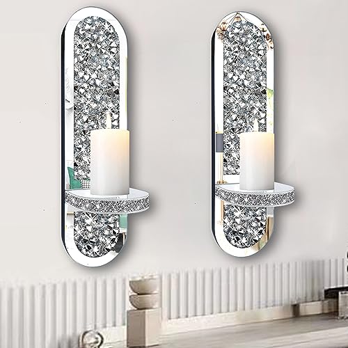 Set of 2 Crystal Crush Diamond Candle Sconces (2 Count)