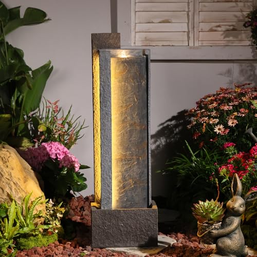 43H Modern Outdoor Water Fountain with LED Light