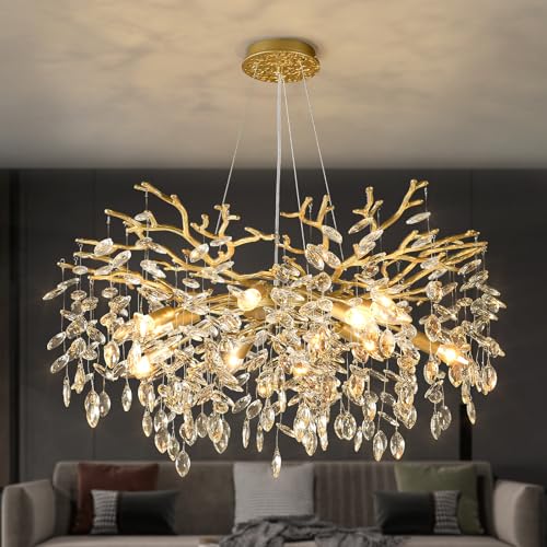 Gold Tree Branch Chandelier 32" 10