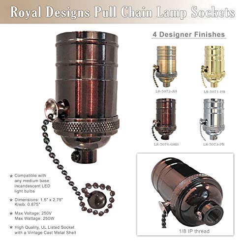 Vintage On Off Pull Chain Lamp Socket (6 Count)