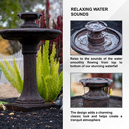 28" Solar Bird Bath Fountain for Outdoor Garden
