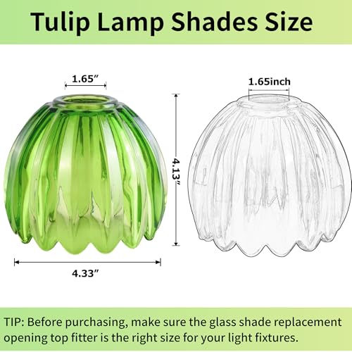 Green Tulip Glass Lamp Shades 3Pcs (3 Count)