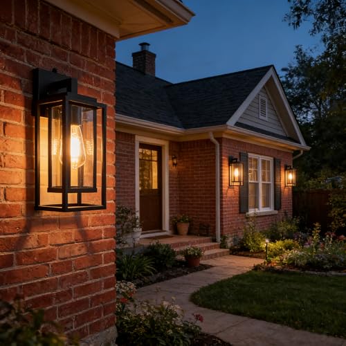 14" Dusk to Dawn Double Cage Outdoor Wall Light