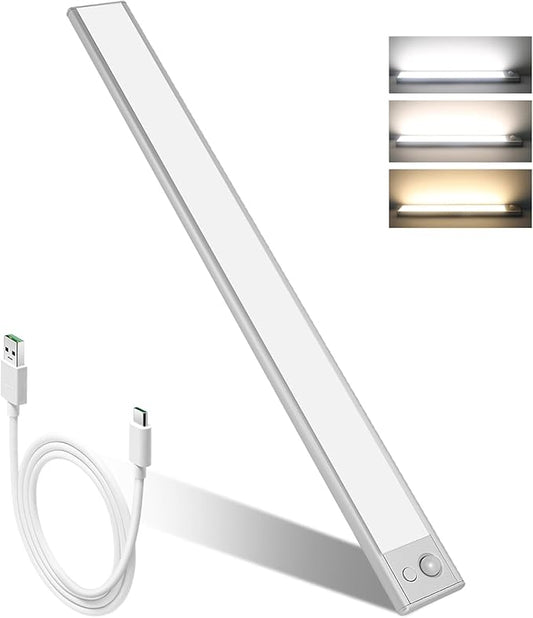 15.7 Inch 148 LED Under Cabinet Lighting,3 Color Temperatures Dimmable Closet Lights Motion Sensored,3000mAh Battery Closet Lights,Lights for Under Cabinets in Kitchen,Wardrobe,Stairs