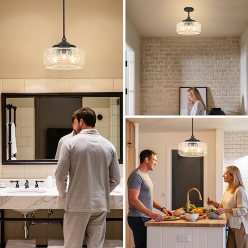 Black 3 Light Pendant Lights Kitchen Island Adjustable Hanging Sink Light