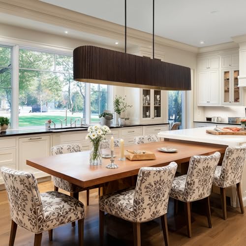Walnut Wood Dining Room Light Fixture