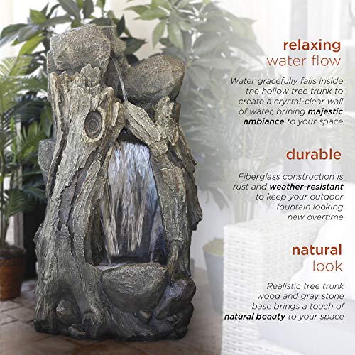 WIN270 52" Outdoor Rainforest Waterfall Tree Trunk Fountain with LED Lights