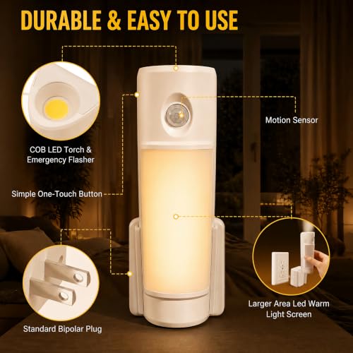 2 Pack Night Light Plug into Wall with Motion Sensor for Bathroom (2 Count)