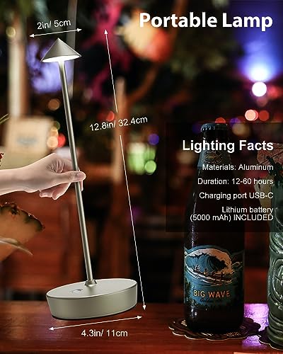 Cordless Table Lamps Rechargeable 6000mAh Battery Operated LED Desk Lamp