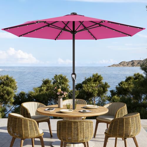 12FT Large Patio Umbrella with Solar Lights