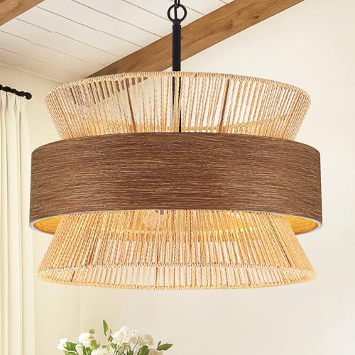 5 Lights Boho Rattan Chandelier