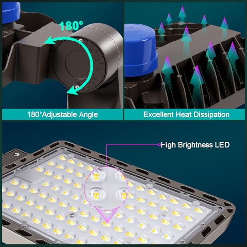 240W LED Parking Lot Light Outdoor Dusk to Dawn Photocell 5000K