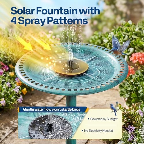 Bird Bath with Solar Fountain for Outside