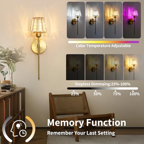 Battery Operated Crystal Wall Sconce Set of 2 (2 Count)