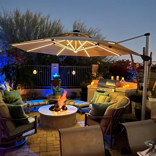 Cantilever Umbrella 12ft Solar LED Light Double Top (12 Feet)
