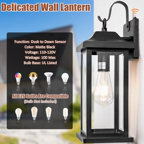 oravilila Dusk to Dawn Large Outdoor Wall Light 17 Inch