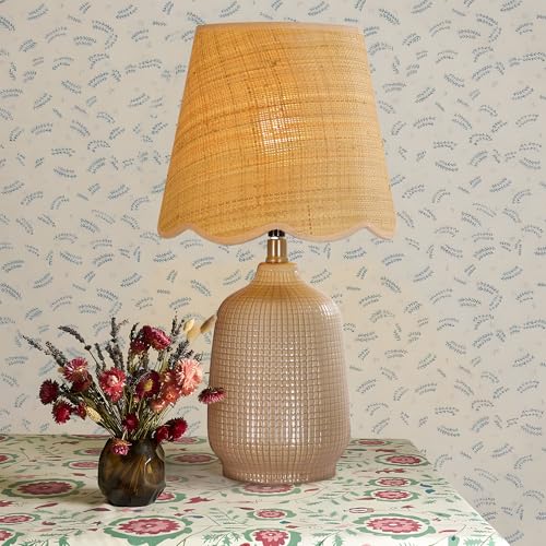 19" Modern Ceramic Table Lamp for Living Room Gray Camel Base Desk Lamps for Bedroom Farmhouse Bedside Nightstand Lamp End Table Lamps