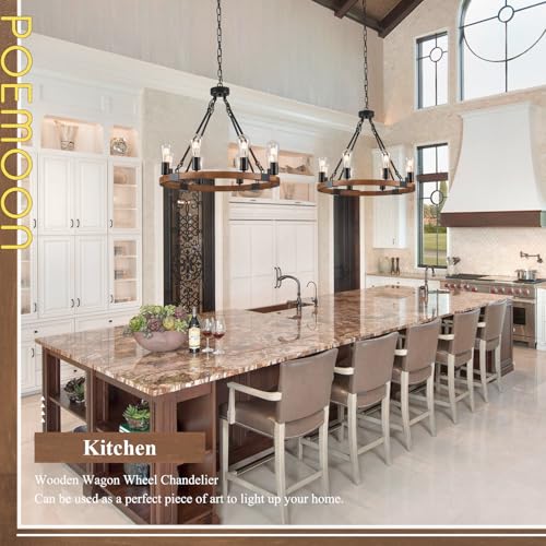 Farmhouse Wooden Wagon Wheel Chandelier 8