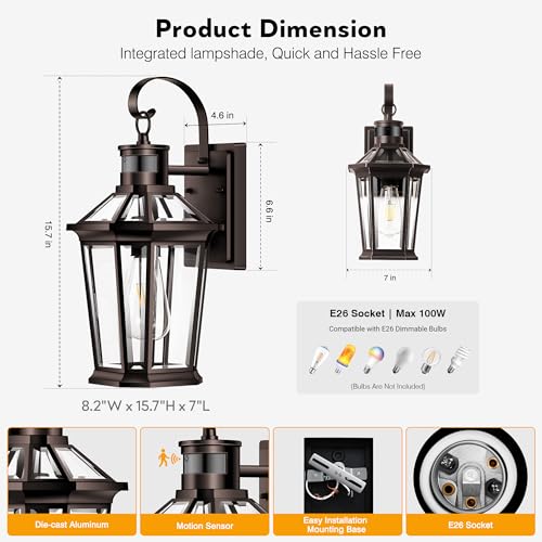 Bronze Motion Sensor Outdoor Light