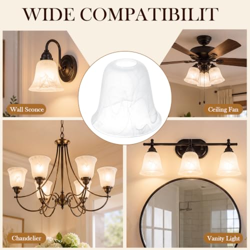 1 Pcs White Alabaster Bell Shaped Glass Lamp Shade Replacement