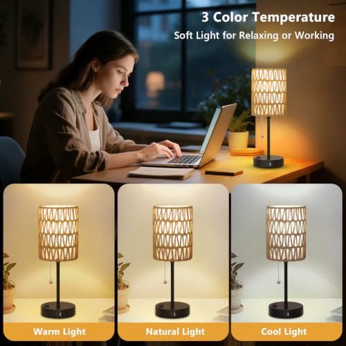 Rattan Bedside Table Lamps Set of 2 (2 Count)