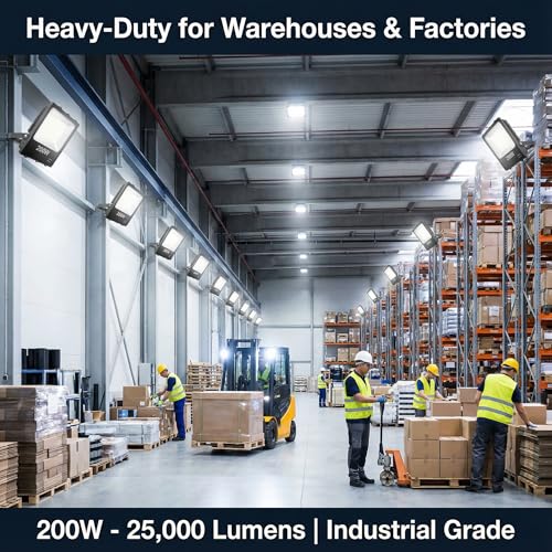 200W LED Flood Lights Outdoor 25000LM 6500K Daylight (2 Count)