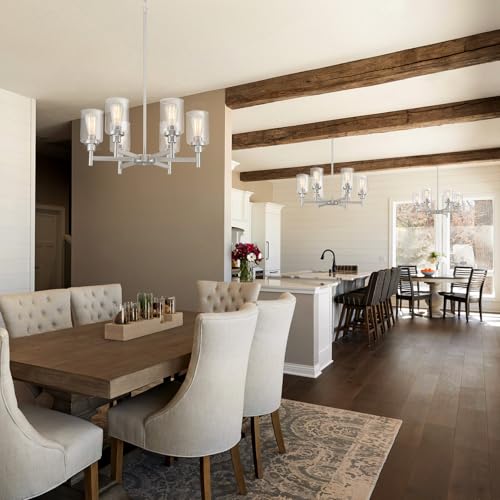 6 Light Brushed Nickel Chandeliers for Dining Room Light Fixture