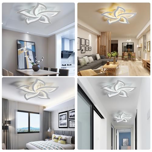 23" Modern Dimmable Flower LED Ceiling Light with Remote