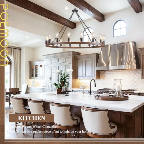 Farmhouse Wood Wagon Wheel Chandelier 16