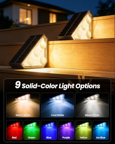 Solar Step Lights Outdoor Waterproof with Remote 8 Pack