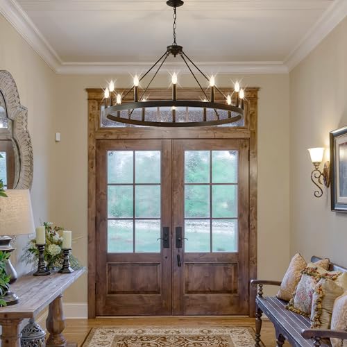 40 Inch Black Wagon Wheel Chandelier