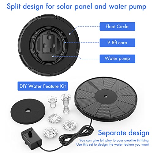 3.5W Solar Fountain Pump for Bird Bath Separated Design & 8 Nozzles
